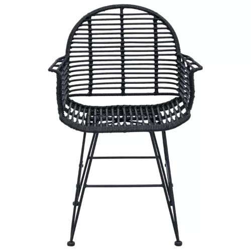 Étkezőszék 2 pcs Rattan és Vas Fekete 57 x 55 x 85 cm