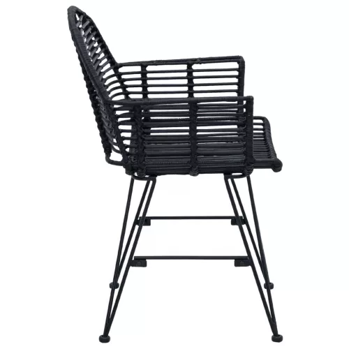  Étkezőszék 2 pcs Rattan és Vas Fekete 57 x 55 x 85 cm