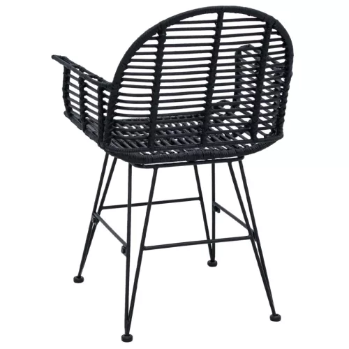  Étkezőszék 2 pcs Rattan és Vas Fekete 57 x 55 x 85 cm