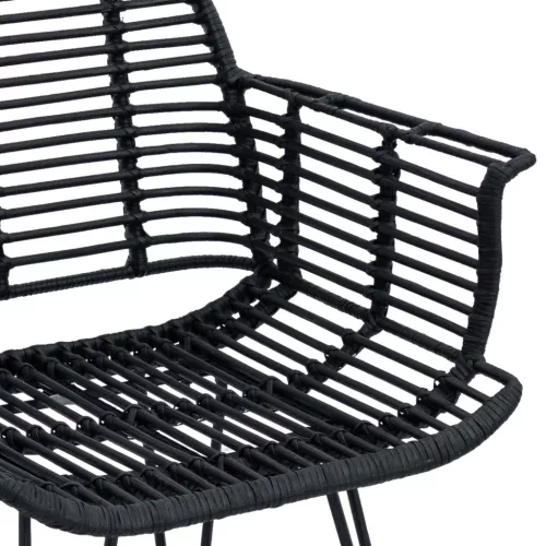  Étkezőszék 2 pcs Rattan és Vas Fekete 57 x 55 x 85 cm