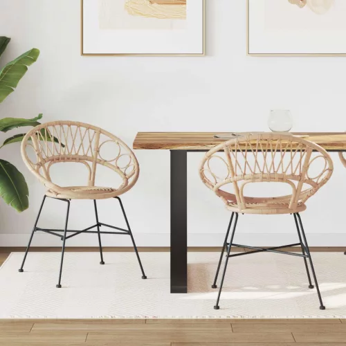  Étkezőszék 2 pcs Természetes 65 x 55,5 x 81 cm Rattan és Vas