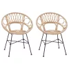  Étkezőszék 2 pcs Természetes 65 x 55,5 x 81 cm Rattan és Vas