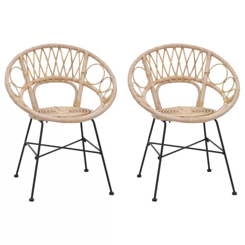  Étkezőszék 2 pcs Természetes 65 x 55,5 x 81 cm Rattan és Vas
