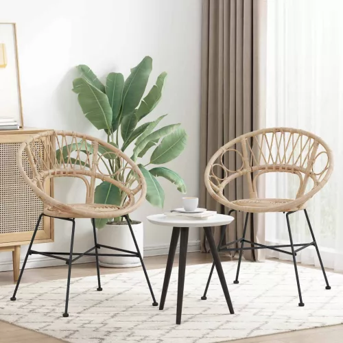  Étkezőszék 2 pcs Természetes 65 x 55,5 x 81 cm Rattan és Vas