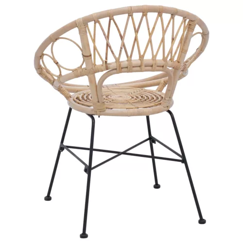  Étkezőszék 2 pcs Természetes 65 x 55,5 x 81 cm Rattan és Vas