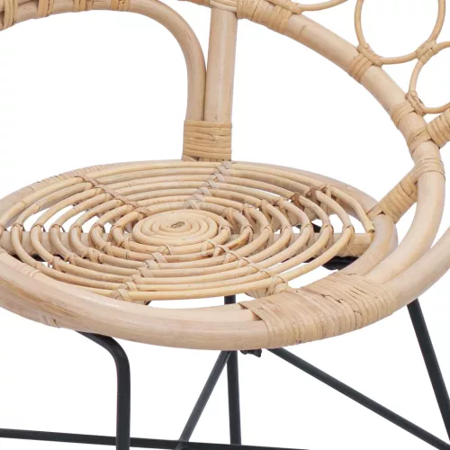  Étkezőszék 2 pcs Természetes 65 x 55,5 x 81 cm Rattan és Vas