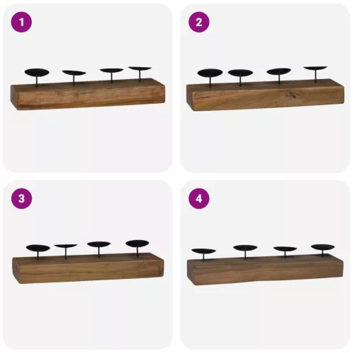  Gyertyatartó Természetes 50 x 15 x 10 cm Tömör tíkfa