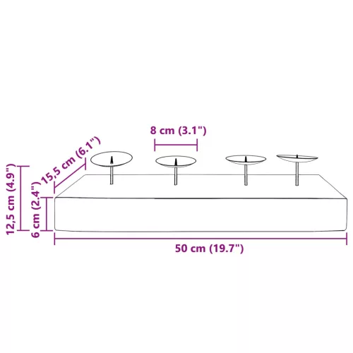  Gyertyatartó Természetes 50 x 15 x 10 cm Tömör tíkfa