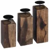  Gyertyatartó 3 pcs Természetes Tömör újrahasznosított fa
