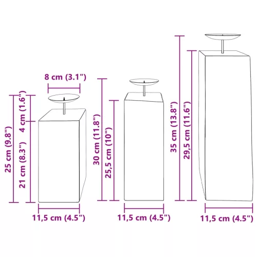  Gyertyatartó 3 pcs Természetes Tömör újrahasznosított fa