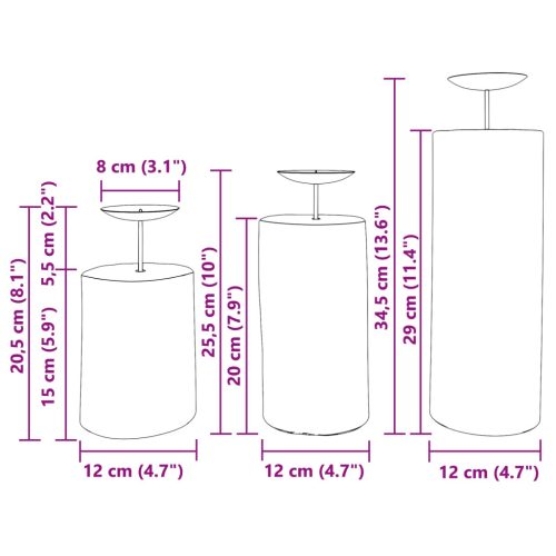  Gyertyatartó 3 pcs Természetes Tömör tíkfa