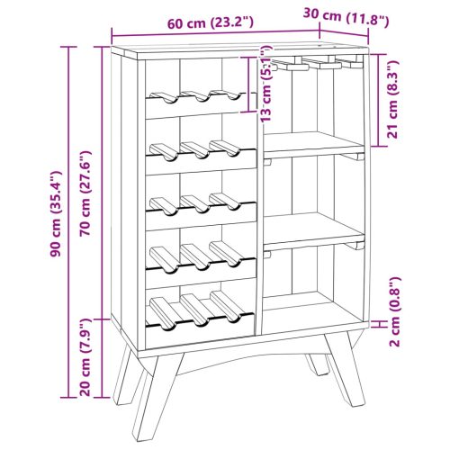  Állvány Barna 60 x 30 x 90 cm Szilárd Újrahasznosított Fa