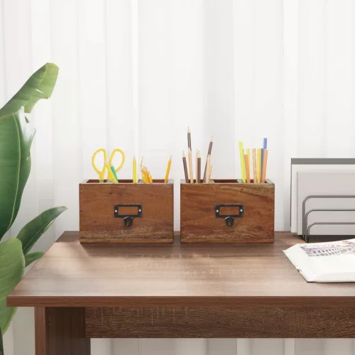  Ceruzatartó Sokszínű 18 x 10 x 12 cm Tömör Mahagóni Fa