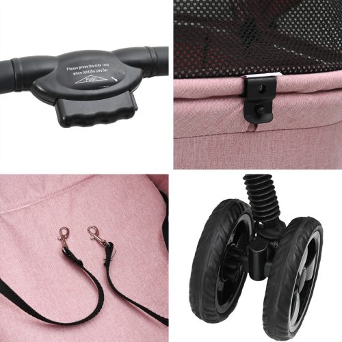  Összecsukható háziállat babakocsi Rózsaszín 81 x 47 x 99 cm