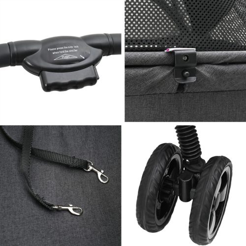  Összecsukható háziállat babakocsi Fekete 81 x 47 x 99 cm