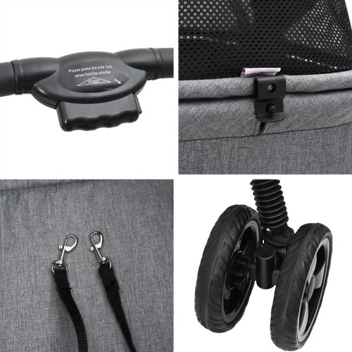  Összecsukható háziállat babakocsi Szürke 81 x 47 x 99 cm