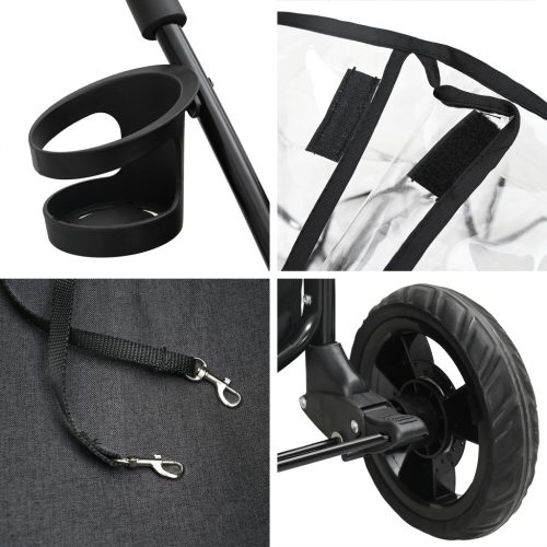  Összecsukható háziállat babakocsi Fekete 78 x 54 x 101 cm