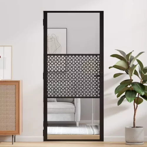  Belső Ajtó Fekete 93 x 201.5 cm Edzett üveg, Alumínium