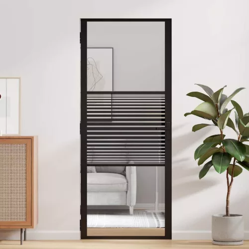  Belső Ajtó Fekete 83 x 201.5 cm Edzett üveg, Alumínium
