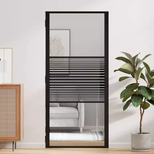  Belső Ajtó Fekete 93 x 201.5 cm Edzett üveg, Alumínium