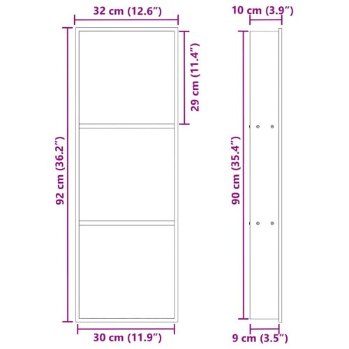  Zuhany Niche Fekete 90 x 30 x 9.5 cm Rozsdamentes acél