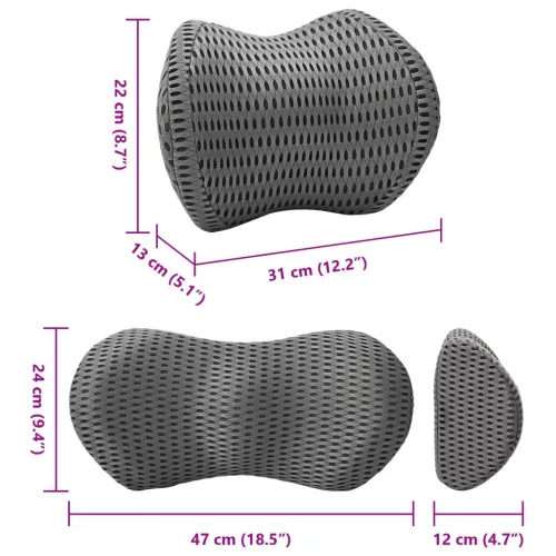  Párna párnával Állítható 2 pcs Szürke 4D Háló