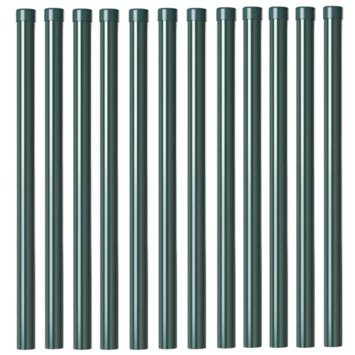  Kerítoszlopok 12 pcs Zöld 50 cm Porszórt Acél