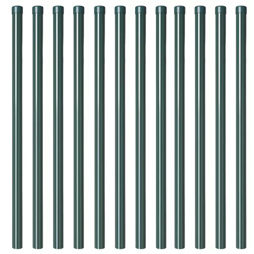  Kerítoszlopok 12 pcs Zöld 110 cm Porszórt Acél