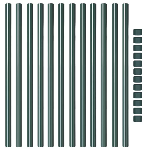  Kerítoszlopok 12 pcs Zöld 120 cm Porszórt Acél