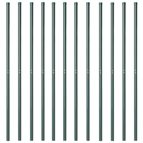  Kerítoszlopok 12 pcs Zöld 200 cm Porszórt Acél