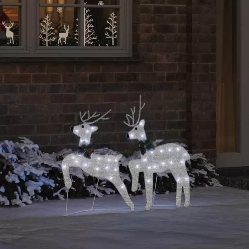  LED rénszarvasok 2 pcs Hideg Fehér 45 x 19 x 65 cm szövet