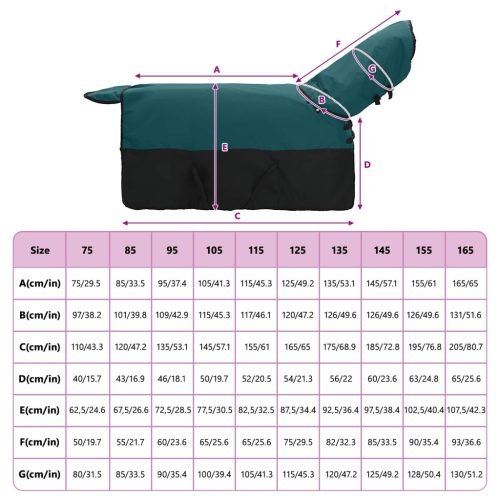  Ló Takaró Sötét Zöld és Fekete 165 cm Poliészter