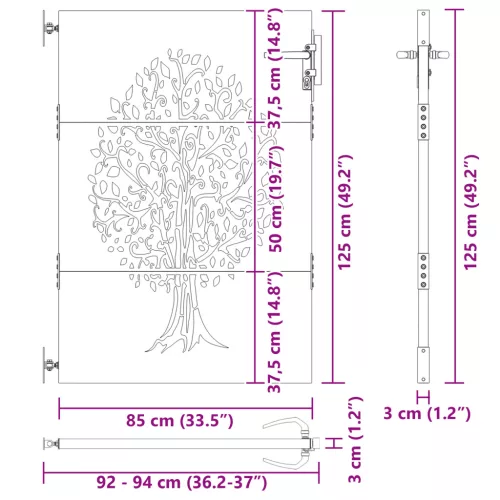  Kerti kapu Egyéb Fekete 100 x 125 cm Porszórt Acél