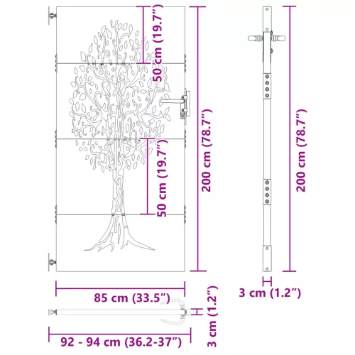  Kerti kapu Egyéb Fekete 100 x 200 cm Porszórt Acél