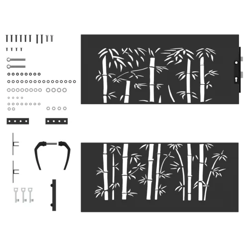  Kerti kapu Egyéb zárral Fekete 105 x 100 cm Porszórt Acél