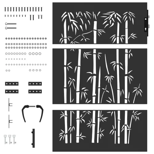  Kerti kapu zárral Fekete 105 x 125 cm Porszórt Acél