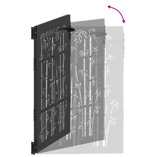  Kerti kapu zárral Fekete 105 x 125 cm Porszórt Acél