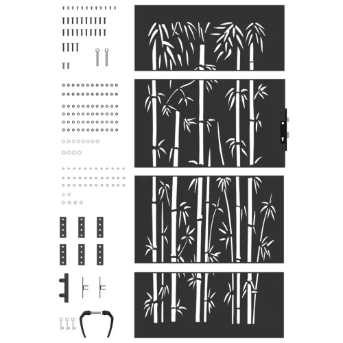  Kerti kapu Egyéb zárral Fekete 105 x 200 cm Porszórt Acél