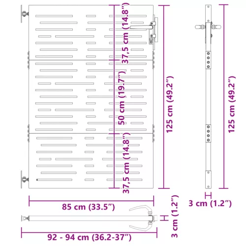  Kerti kapu Fekete 105 x 125 cm Porszórt Acél