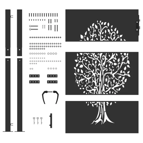  Kerti kapu Egyéb Fekete 105 x 150 cm Porszórt Acél