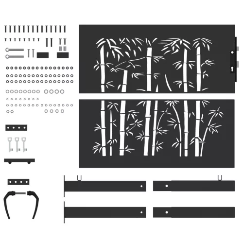  Kerti kapu Egyéb zárral Fekete 105 x 100 cm Porszórt Acél