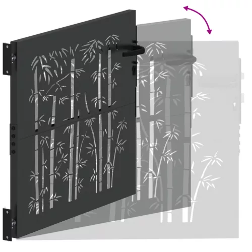  Kerti kapu Egyéb zárral Fekete 105 x 100 cm Porszórt Acél