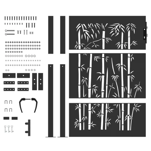  Kerti kapu Egyéb zárral Fekete 105 x 150 cm Porszórt Acél