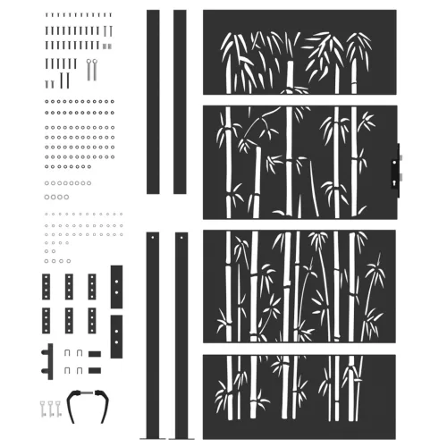  Kerti kapu Egyéb zárral Fekete 105 x 200 cm Porszórt Acél