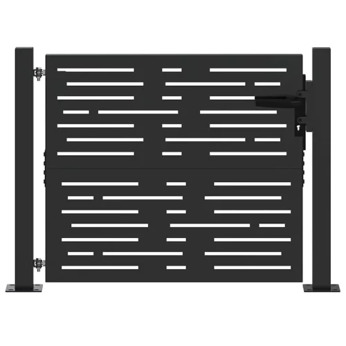  Kerti kapu zárral Fekete 110 x 105 cm Porszórt acél