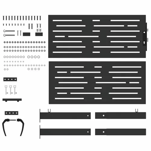  Kerti kapu zárral Fekete 110 x 105 cm Porszórt acél