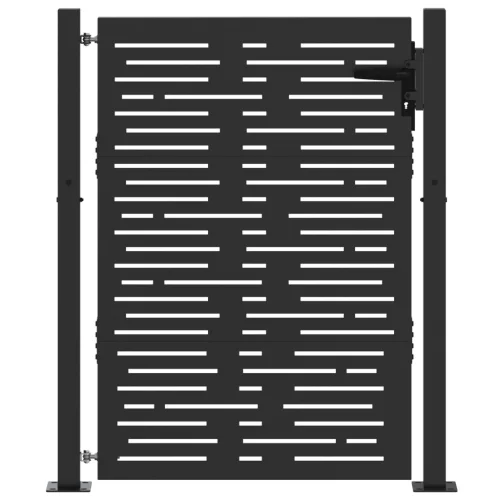  Kerti kapu zárral Fekete 105 x 125 cm Porszórt Acél