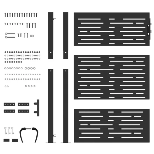  Kerti kapu zárral Fekete 105 x 125 cm Porszórt Acél