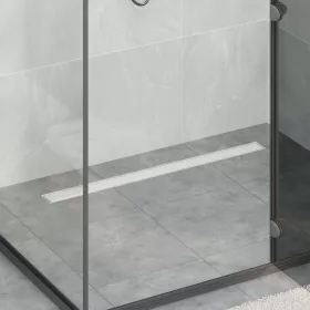    Zuhanylefolyó üvegfedéllel Ezüst 100 cm Rozsdamentes acél 304