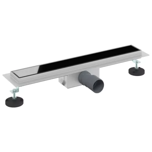  Zuhanylefolyó üvegfedéllel Fekete 50 cm Rozsdamentes acél 304